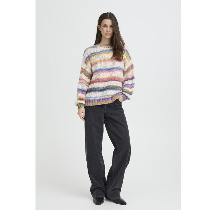 Pulz Jeans ( Dame )  - PULZ - PZDANA PULLOVER | STRIK MULTICOLOUR