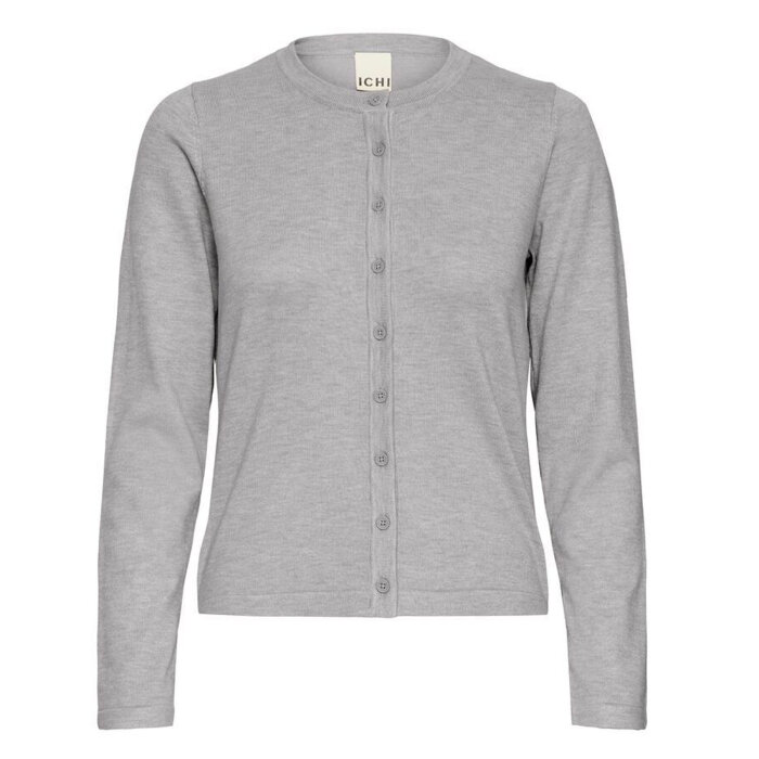ICHI ( Dame ) - ICHI - IHLULS O-NECK CA | CARDIGAN LIGHT GREY MEL