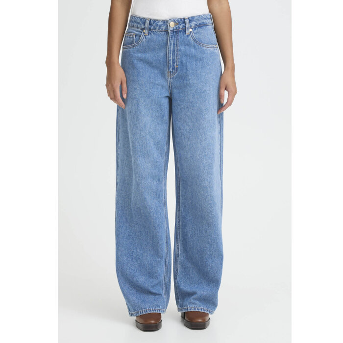 Pulz Jeans ( Dame )  - PULZ - PZAPRIL JEANS WIDE LEG | JEANS MEDIUM BLUE DENIM