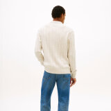 Tommy Hilfiger  - Tommy Hilfiger - Classic cotton cable polo | Strik Heathered Oatmilk