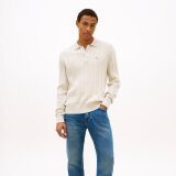 Tommy Hilfiger  - Tommy Hilfiger - Classic cotton cable polo | Strik Heathered Oatmilk