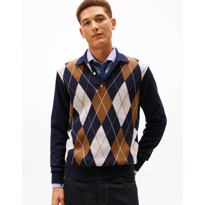 Tommy Hilfiger  - Tommy Hilfiger - Argyle rugby | Strik Desert Sky