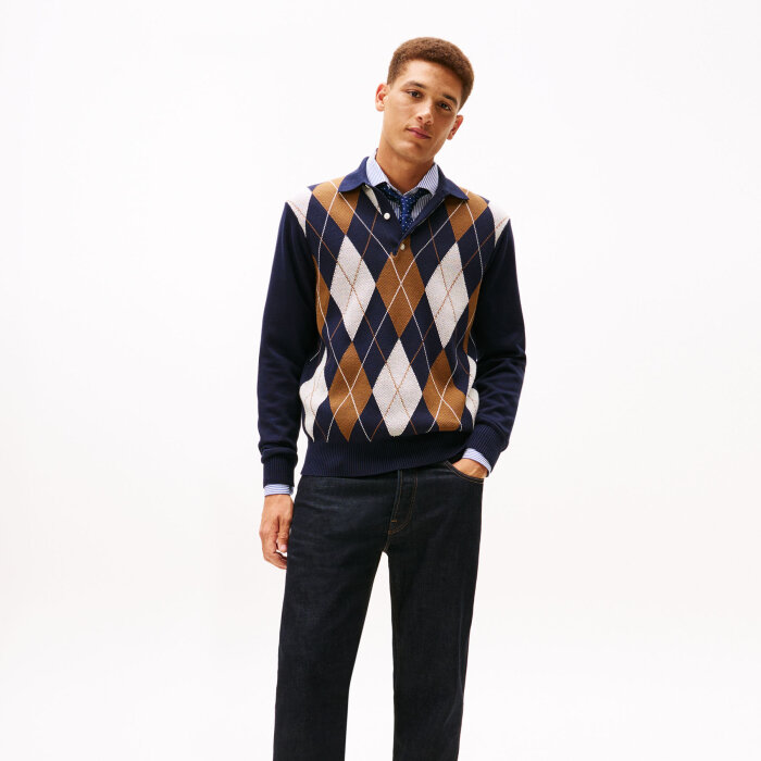 Tommy Hilfiger  - Tommy Hilfiger - Argyle rugby | Strik Desert Sky