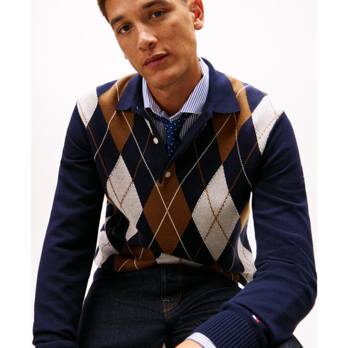Tommy Hilfiger  - Tommy Hilfiger - Argyle rugby | Strik Desert Sky