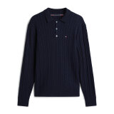 Tommy Hilfiger  - Tommy Hilfiger - Classic cotton cable polo | Strik Desert Sky