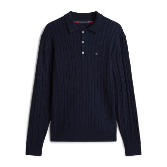 Tommy Hilfiger  - Tommy Hilfiger - Classic cotton cable polo | Strik Desert Sky