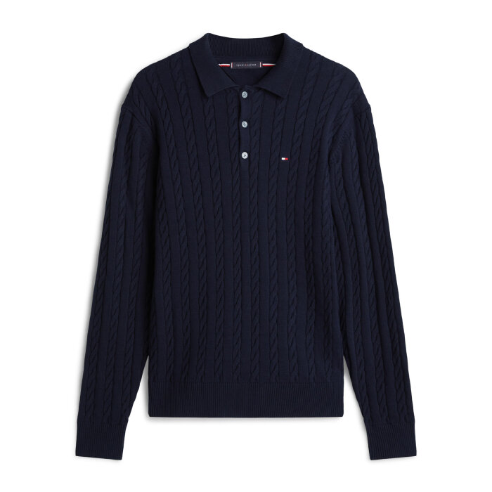 Tommy Hilfiger  - Tommy Hilfiger - Classic cotton cable polo | Strik Desert Sky