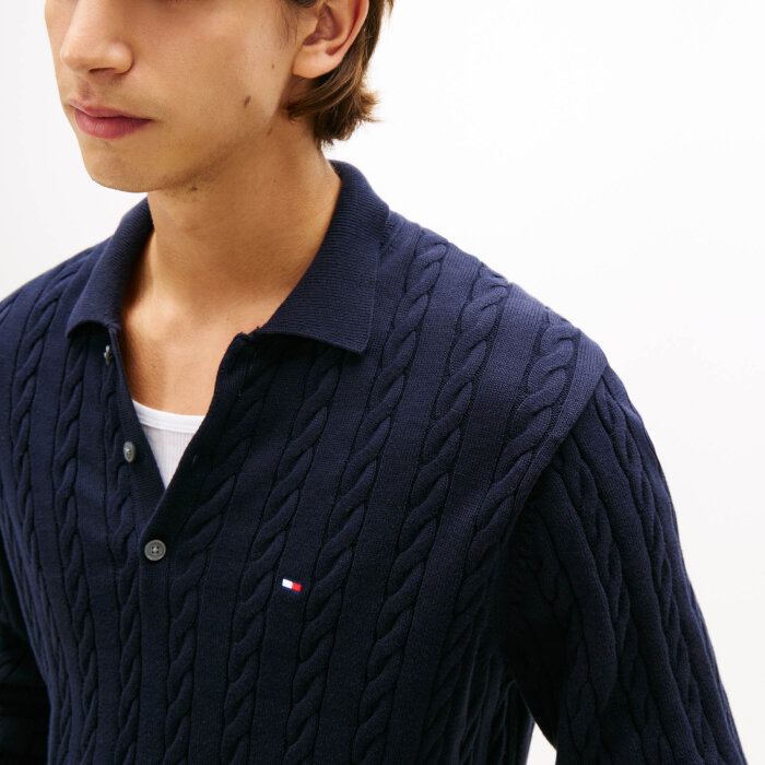 Tommy Hilfiger  - Tommy Hilfiger - Classic cotton cable polo | Strik Desert Sky