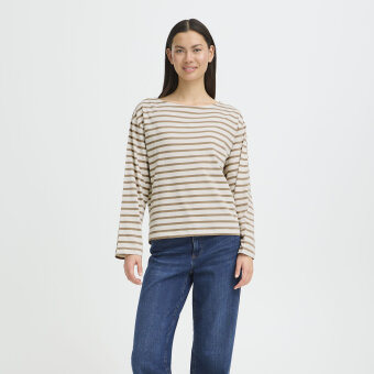 ICHI ( Dame ) - ICHI - IHMIRA BOATNECK LS2 | T-SHIRT SEPIA TINT