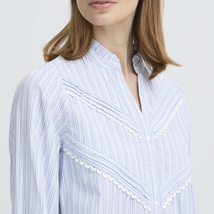 ICHI ( Dame ) - ICHI - IHLITU SH | SKJORTE CREAM W. BLUE STRIPES