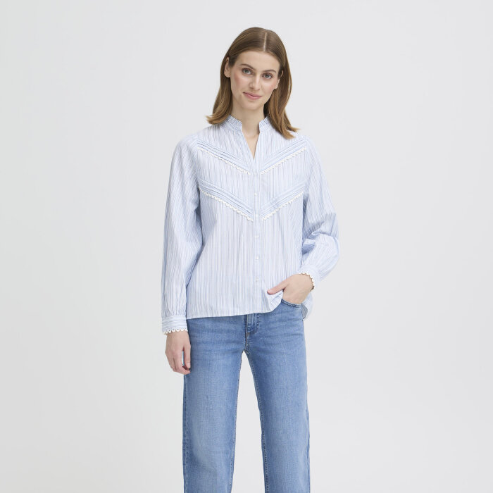 ICHI ( Dame ) - ICHI - IHLITU SH | SKJORTE CREAM W. BLUE STRIPES