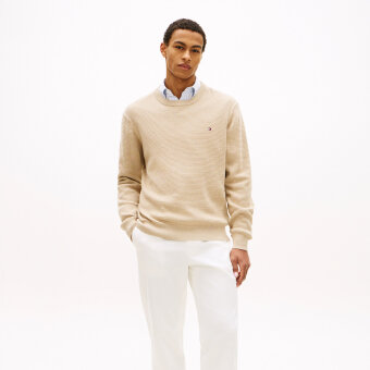 Tommy Hilfiger  - Tommy Hilfiger - TH Structure crew neck | Strik Sandalwood