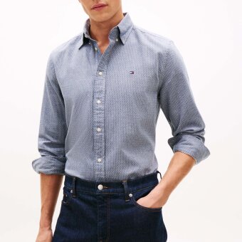 Tommy Hilfiger  - Tommy Hilfiger - TH Flex dobby shirt | Skjorte Carbon Navy