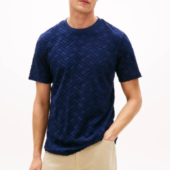 Tommy Hilfiger  - Tommy Hilfiger - TH Flag jacquard tee | T-shirt Carbon Navy