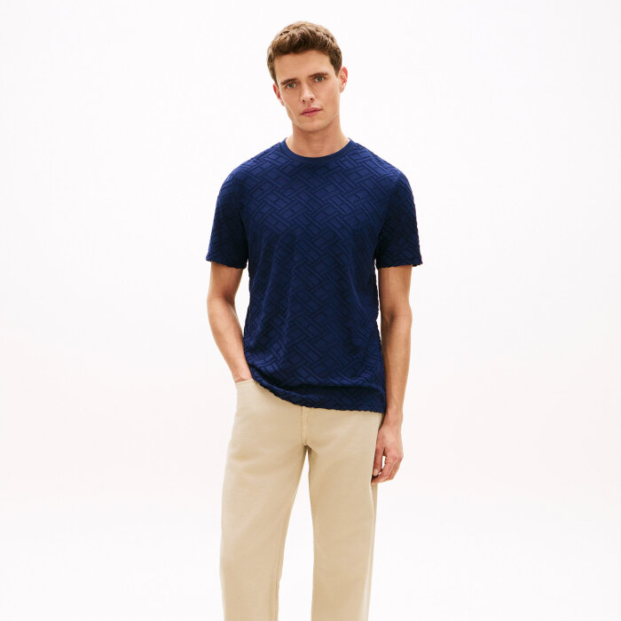 Tommy Hilfiger  - Tommy Hilfiger - TH Flag jacquard tee | T-shirt Carbon Navy