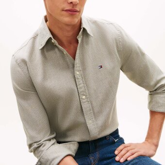 Tommy Hilfiger  - Tommy Hilfiger - TH Flex dobby shirt | Skjorte  Dark Artischoke