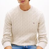 Tommy Hilfiger  - Tommy Hilfiger - TH Cotton cable crew neck | Strik Heathered Oatmilk