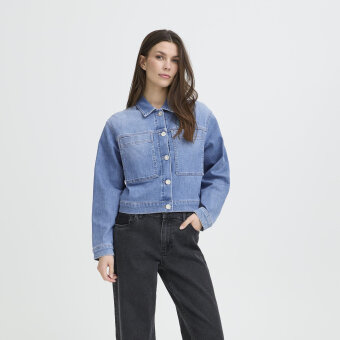 Pulz Jeans ( Dame )  - PULZ - PZANNI JACKET | JAKKE 200005 MEDIUM BLUE DENIM