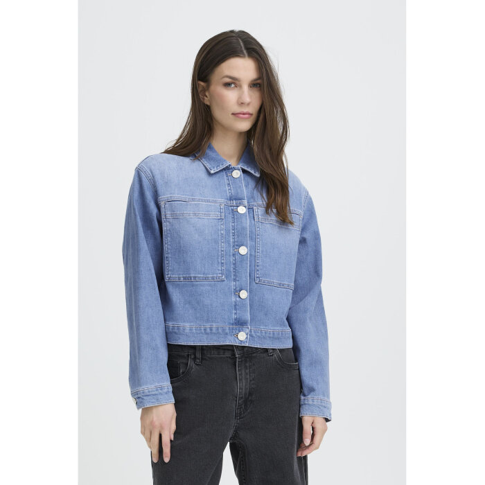 Pulz Jeans ( Dame )  - PULZ - PZANNI JACKET | JAKKE MEDIUM BLUE DENIM