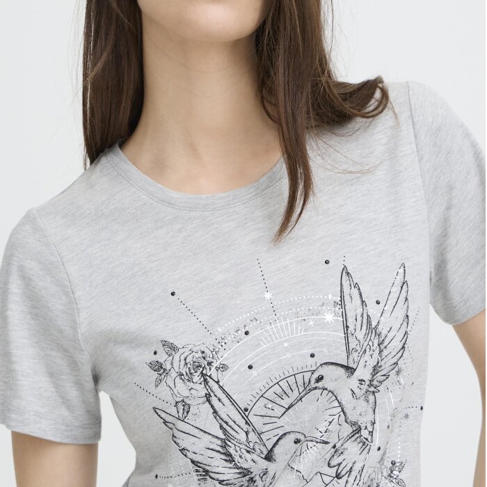 Pulz Jeans ( Dame )  - PULZ - PZADABELLE | T-SHIRT MEDIUM GREY MELANGE