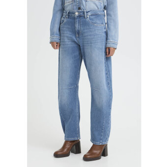Pulz Jeans ( Dame )  - PULZ - PZANNI HW | JEANS BARREL LEG MEDIUM BLUE DENIM