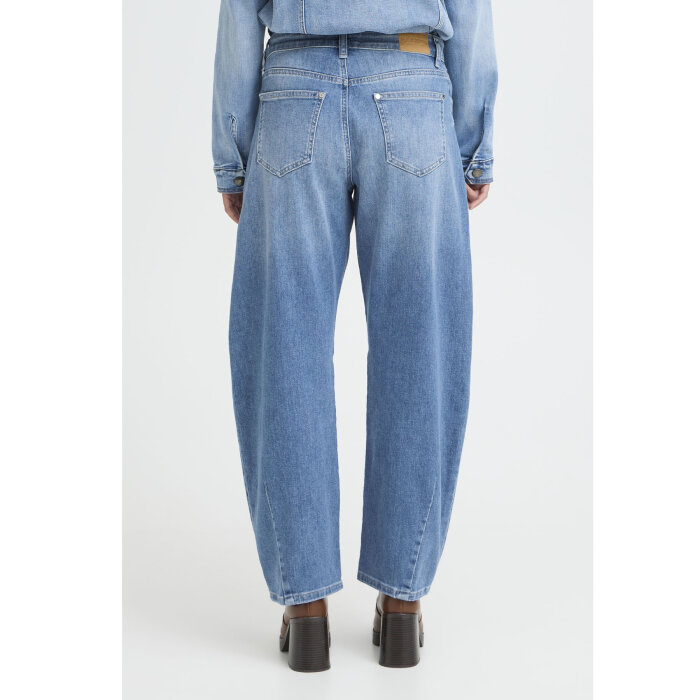 Pulz Jeans ( Dame )  - PULZ - PZANNI HW | JEANS BARREL LEG MEDIUM BLUE DENIM