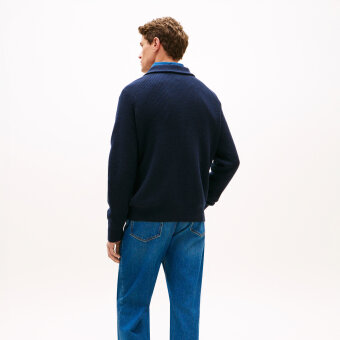 Tommy Hilfiger  - Tommy Hilfiger - Fisherman rib zip mock | Strik Dark Night Navy