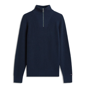 Tommy Hilfiger  - Tommy Hilfiger - Fisherman rib zip mock | Strik Dark Night Navy
