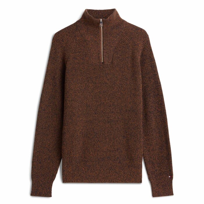 Tommy Hilfiger  - Tommy Hilfiger - Fisherman rib zip mock | Strik Highland Khaki