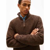 Tommy Hilfiger - Tommy Hilfiger - Fisherman rib zip mock | Strik Highland Khaki Tommy Hilfiger - Tommy Hilfiger - Fisherman rib zip mock | Strik Highland Khaki