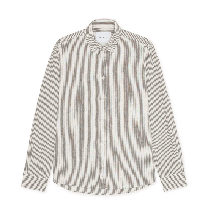 LES DEUX - Les Deux - Konrad striped shirt | Skjorte Teak Brown