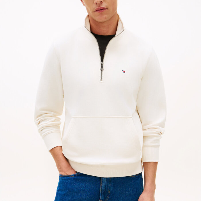 Tommy Hilfiger  - Tommy Hilfiger - Terry new 1/4 zip | Sweatshirt Ivory Petal