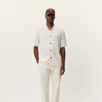 LES DEUX - Les Deux - Gespertus knit shirt | K/Æ Skjorte Eggnog White