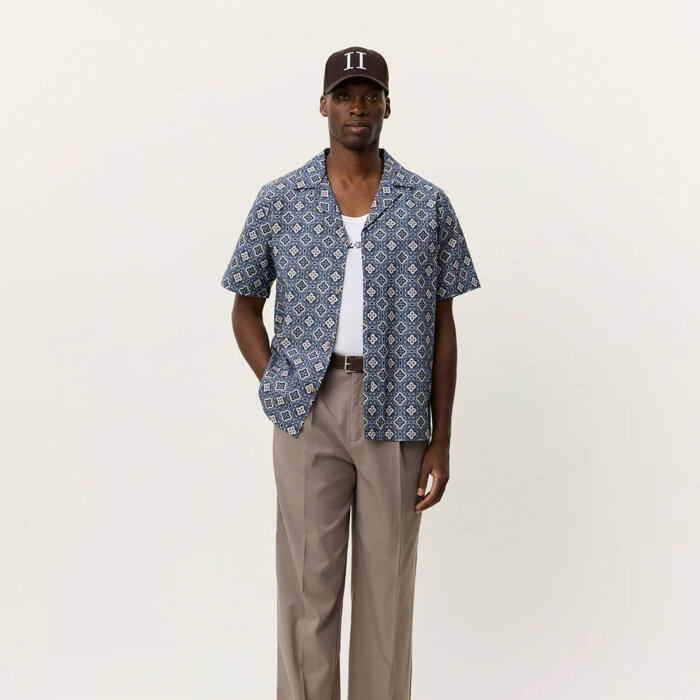 LES DEUX - Les Deux - Lukas arabesque shirt | K/Æ Skjorte Blue Fog