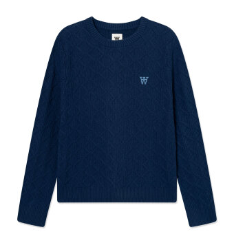 Double A by Wood Wood - Wood Wood - Lamin crew neck | Strik Navy Peony