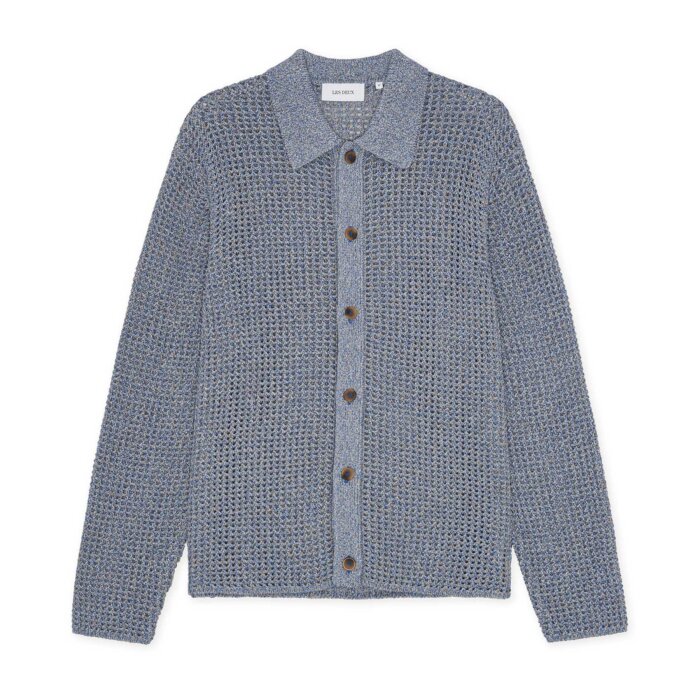 LES DEUX - Les Deux - Gerald knitted shirt | Overshirt Dark Denim Blue