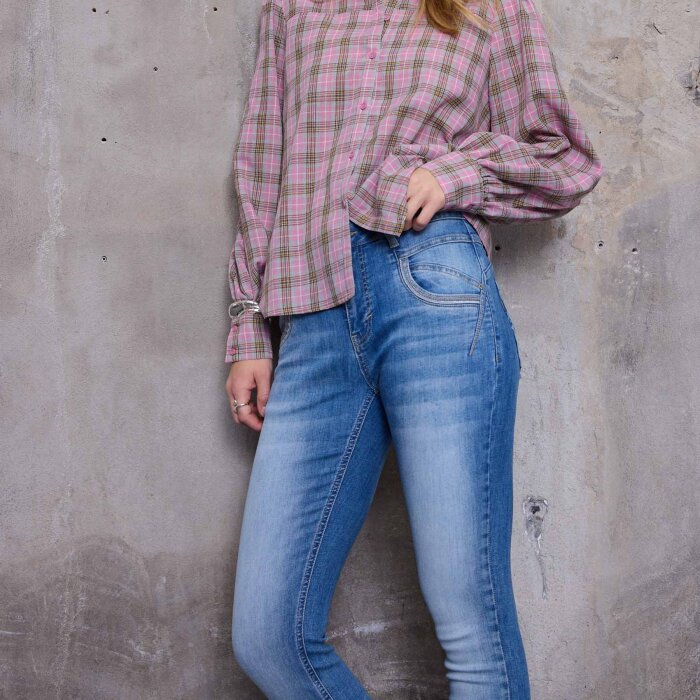Pulz Jeans ( Dame )  - PULZ - PZCARMEN EMB. HW SKINNY | JEANS LIGHT BLUE DENIM 