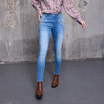 Pulz Jeans ( Dame )  - PULZ - PZCARMEN EMB. HW SKINNY | JEANS LIGHT BLUE DENIM 