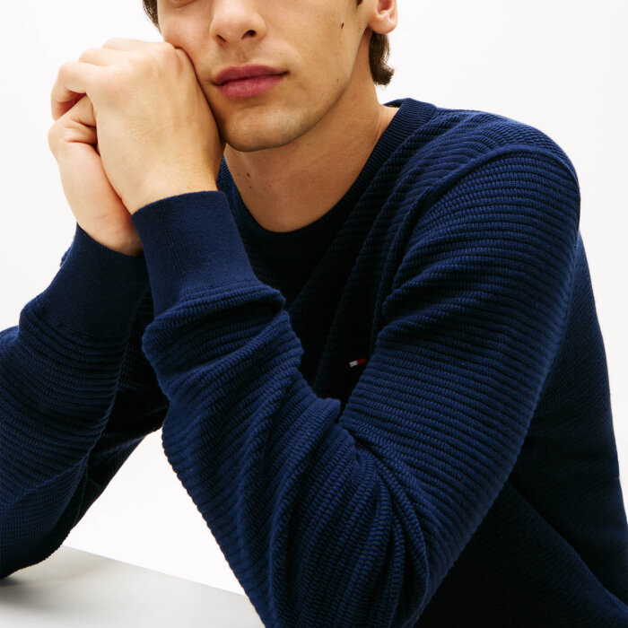 Tommy Hilfiger  - Tommy Hilfiger - Structure crew neck | Strik Desert Sky