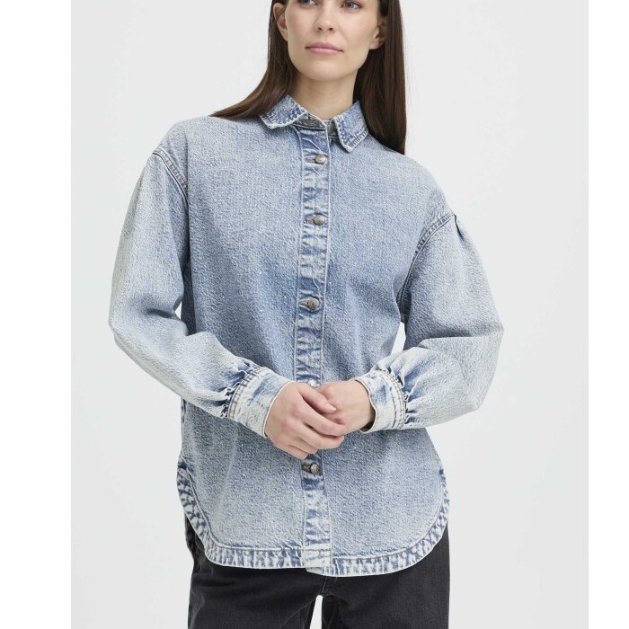 Pulz Jeans ( Dame )  - PULZ - PZATLEE SHIRT | SKJORTE MEDIUM BLUE DENIM
