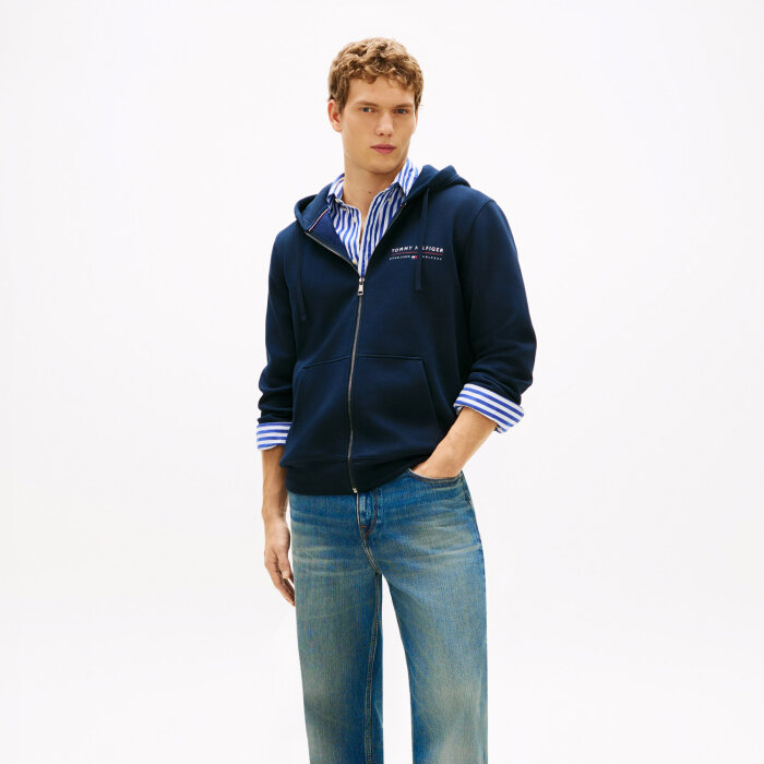 Tommy Hilfiger  - Tommy Hilfiger - Brand love lockup hoody | Hættetrøje Desert Sky