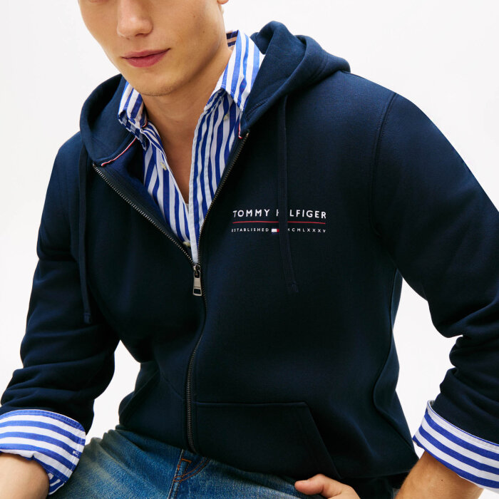 Tommy Hilfiger  - Tommy Hilfiger - Brand love lockup hoody | Hættetrøje Desert Sky