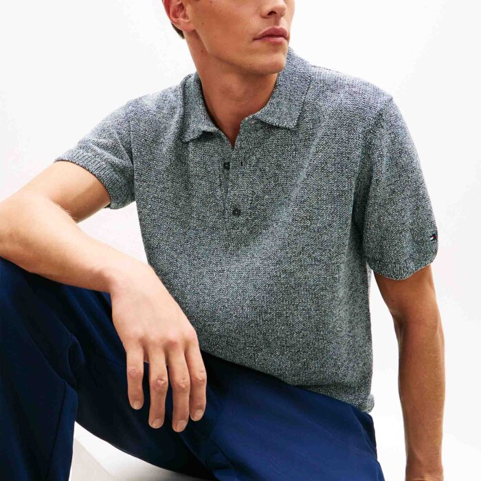 Tommy Hilfiger  - Tommy Hilfiger - Spread collar mouline | Polo T-shirt Iris Multi