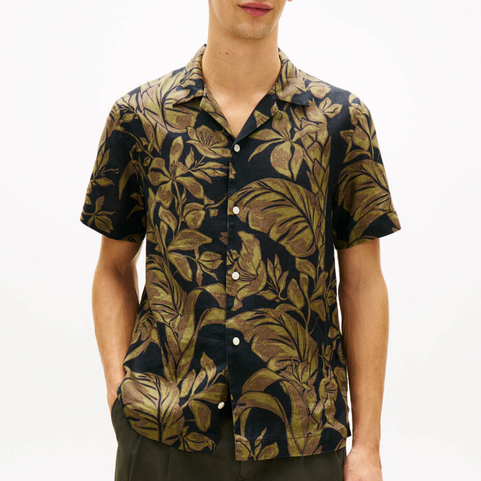 Tommy Hilfiger  - Tommy Hilfiger - Linen Floral shirt | K/Æ Skjorte Dark Night Navy