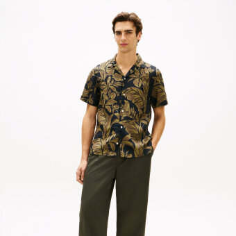 Tommy Hilfiger  - Tommy Hilfiger - Linen Floral shirt | K/Æ Skjorte Dark Night Navy