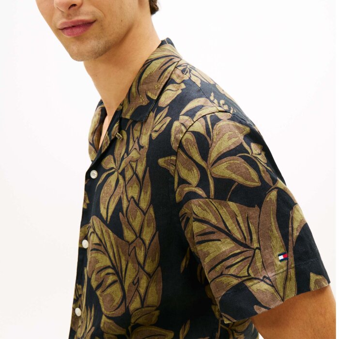 Tommy Hilfiger  - Tommy Hilfiger - Linen Floral shirt | K/Æ Skjorte Dark Night Navy