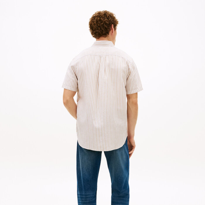Tommy Hilfiger  - Tommy Hilfiger - Linen blend Bengal shirt | K/Æ Skjorte Sandalwood