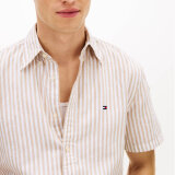 Tommy Hilfiger  - Tommy Hilfiger - Linen blend Bengal shirt | K/Æ Skjorte Sandalwood