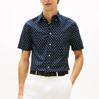 Tommy Hilfiger  - Tommy Hilfiger - Flex poplin shirt | K/Æ Skjorte Desert Sky