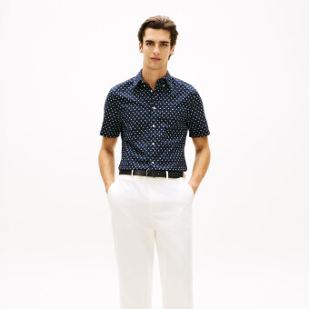 Tommy Hilfiger  - Tommy Hilfiger - Flex poplin shirt | K/Æ Skjorte Desert Sky